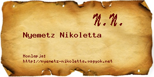 Nyemetz Nikoletta névjegykártya